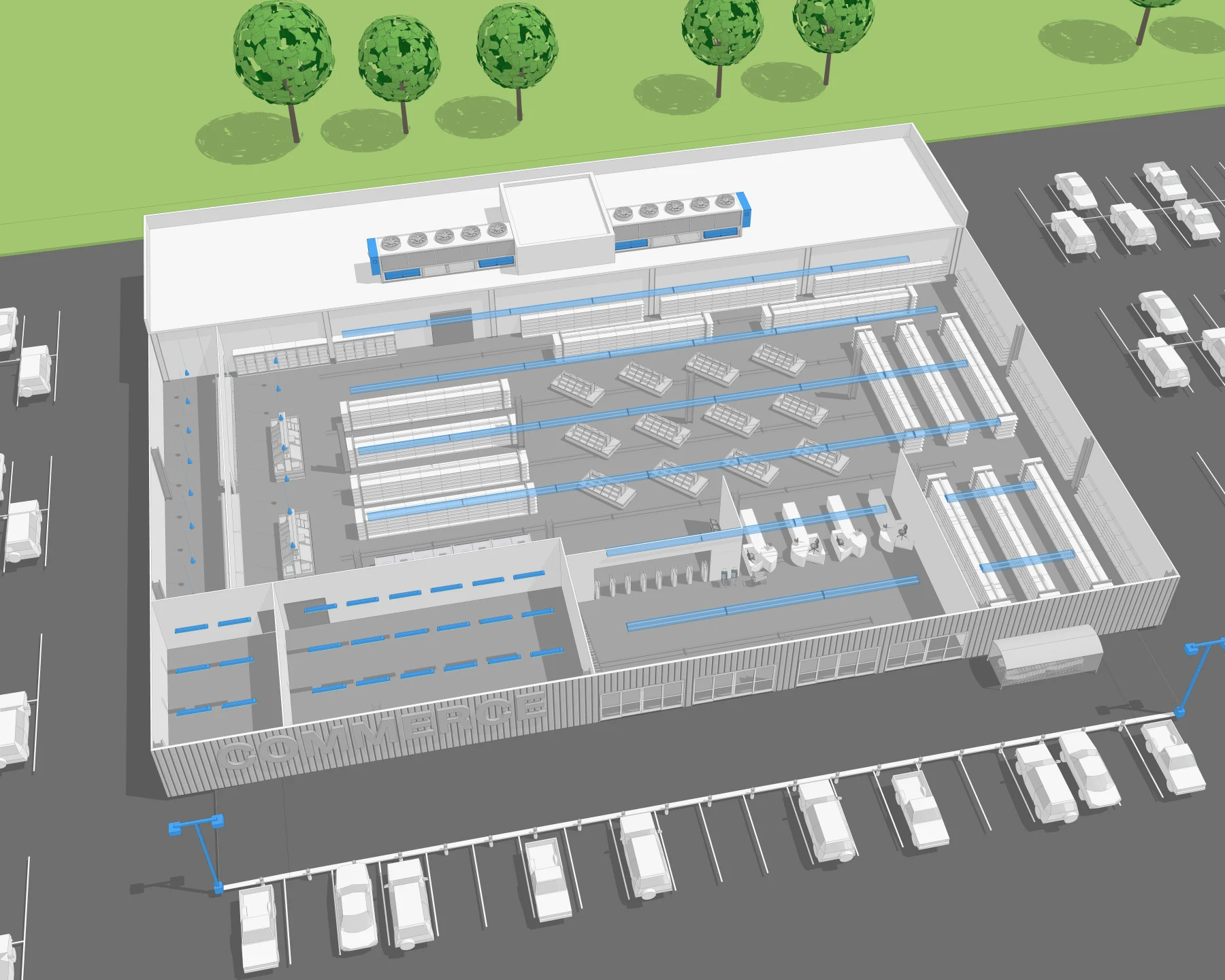 Sermes : illustration 3D d’origine, commerce et grande distribution.