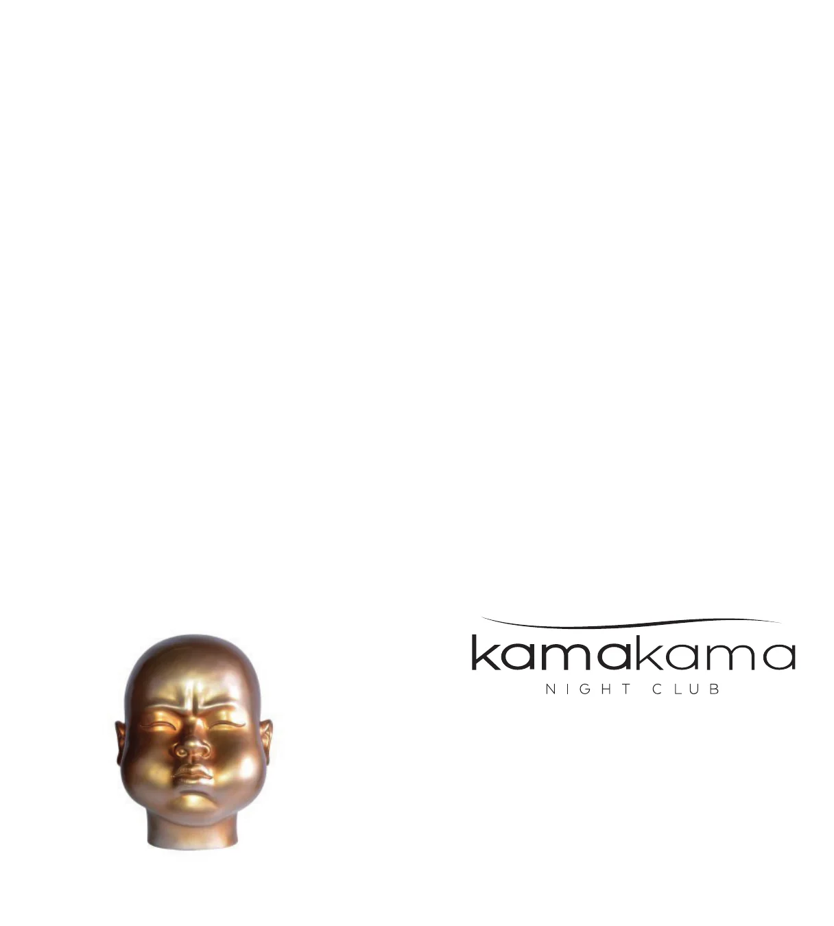 Couverture de menu KamaKama avec nom et emblème doré.