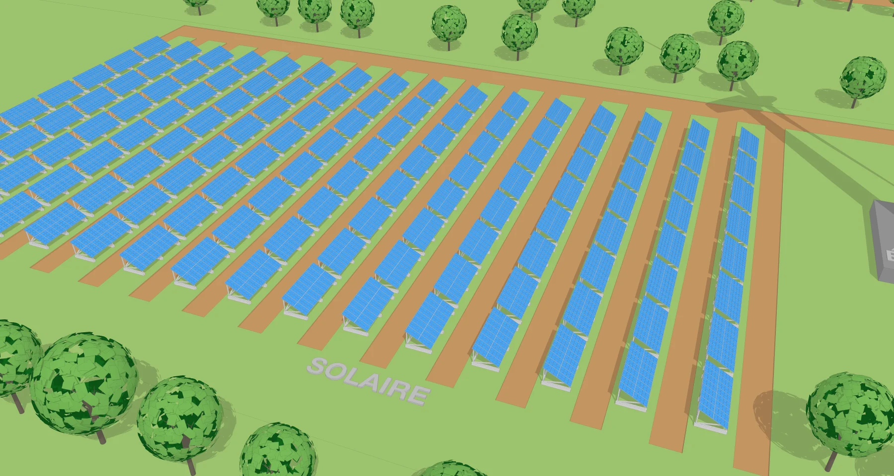 Sermes : illustration 3D d’origine, parc solaire.