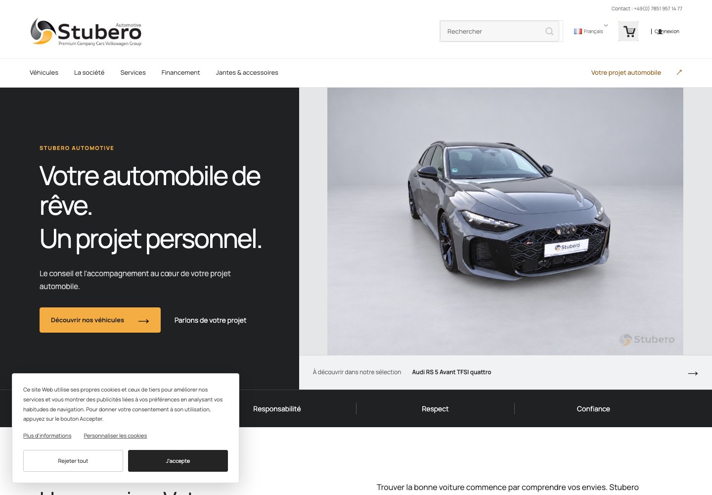 Capture du site public Stubero et de son catalogue automobile.