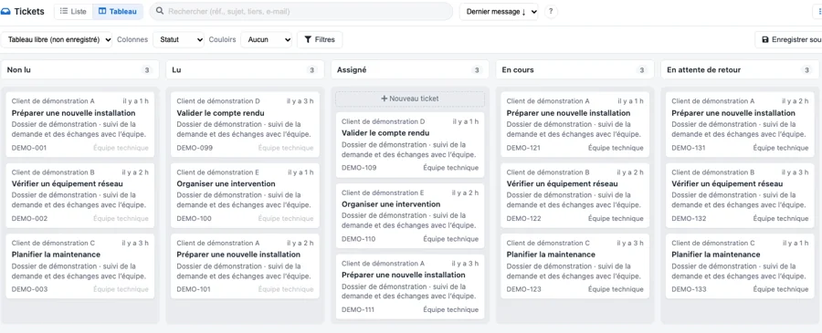 Ticketdesk · suivi des demandes : Visualiser l’avancement des dossiers