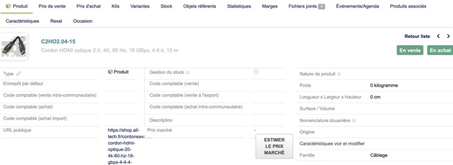 Dolibarr · fiche produit : Un produit, plusieurs informations métier